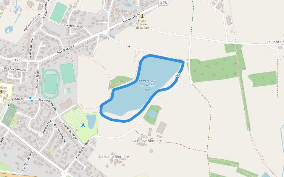 Plan d'eau du Grand Fay walking route map in Saint-Père-en-Retz