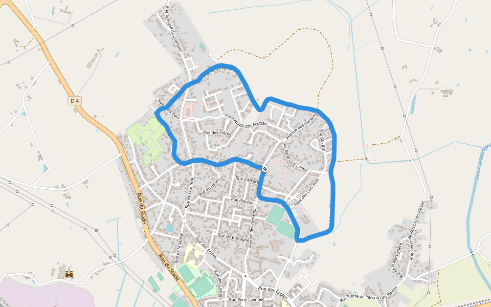 Bois Houta walking route map in Donges