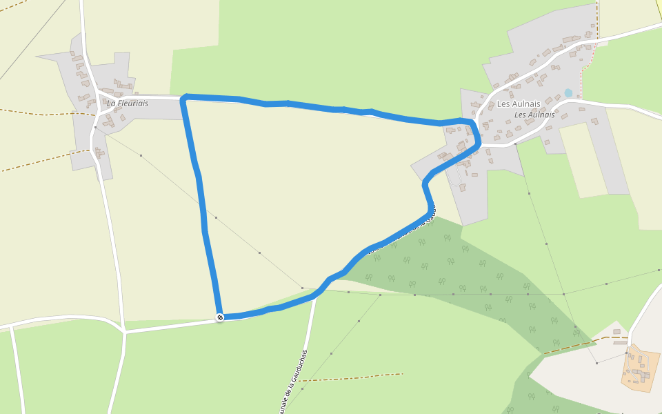 Grand Bois de Ville Frégon walking route map in Bouvron