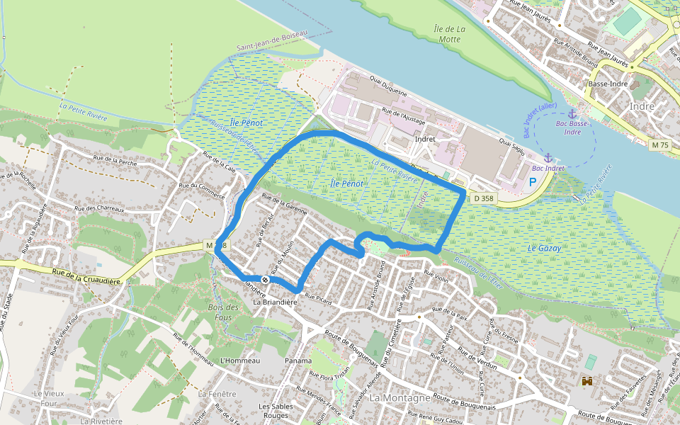 Île Pénot walking route map in La Montagne