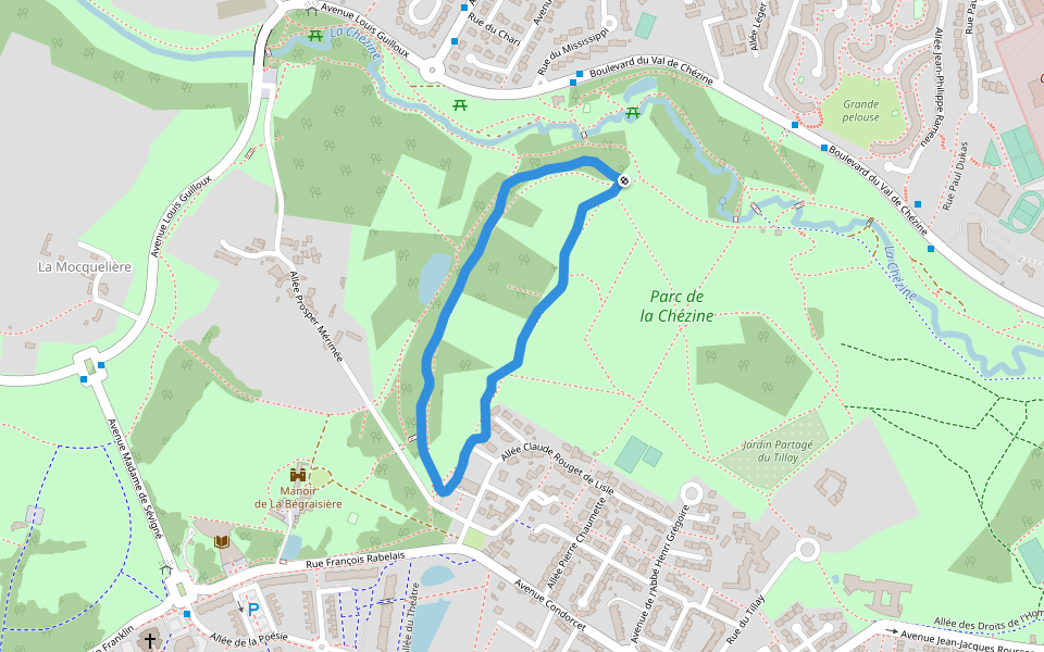 Parc de la Chézine walking route map in Saint-Herblain