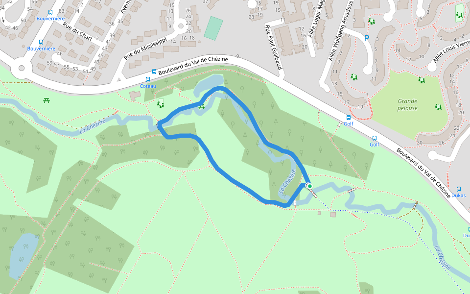 Parc de la Chézine walking route map in Saint-Herblain