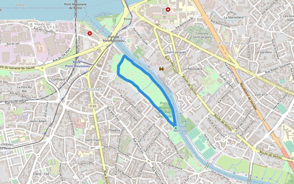 Prairie Humide des Rives de Sèvre walking route map in Rezé