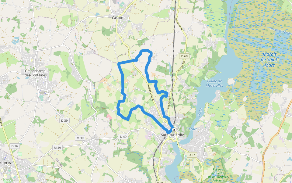 L'Erdre walking route map in Sucé-sur-Erdre