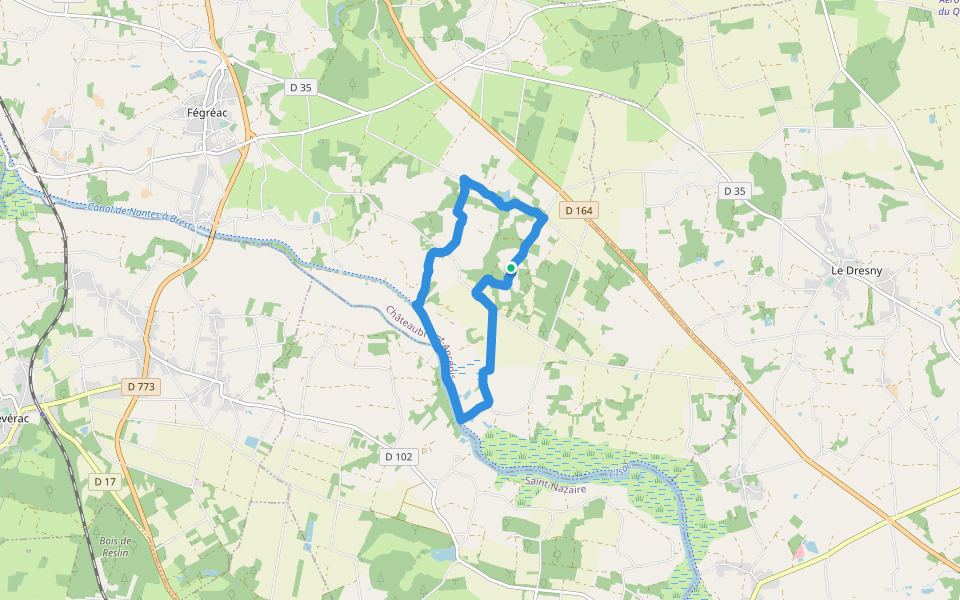 Étang du Broussay walking route map in Fégréac