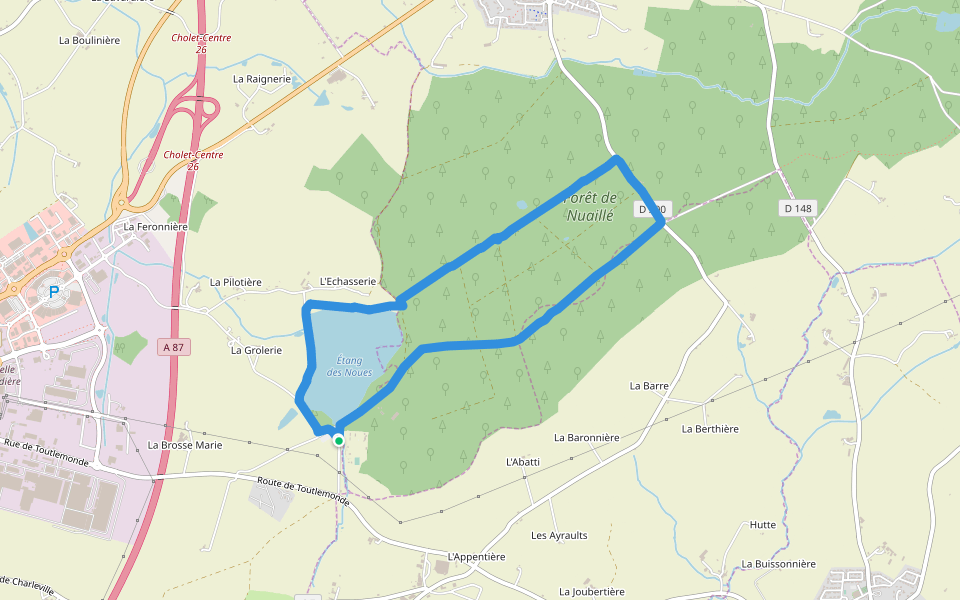 Forêt de Nuaillé walking route map in Nuaillé