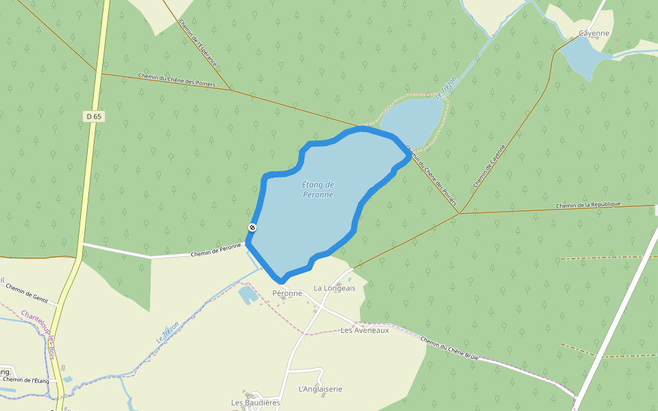 Étang de Péronne walking route map in Chanteloup-les-Bois