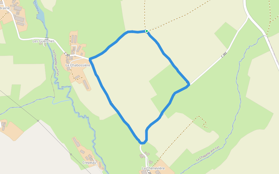 La Chabossière walking route map in Terval