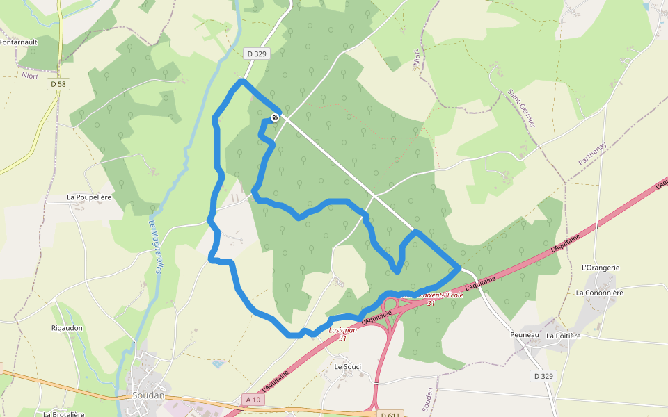 Lavault walking route map in Soudan