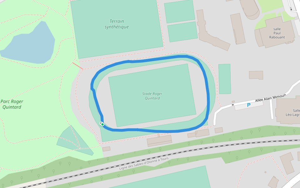 Stade Roger Quintard walking route map in Cerizay