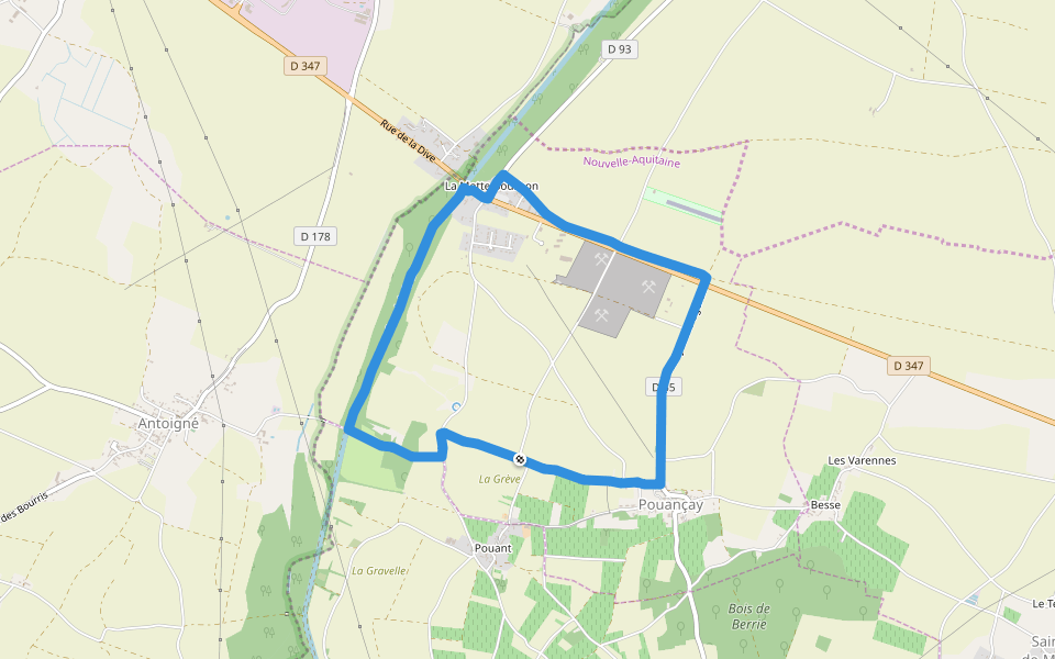 La Grève walking route map in Pouançay
