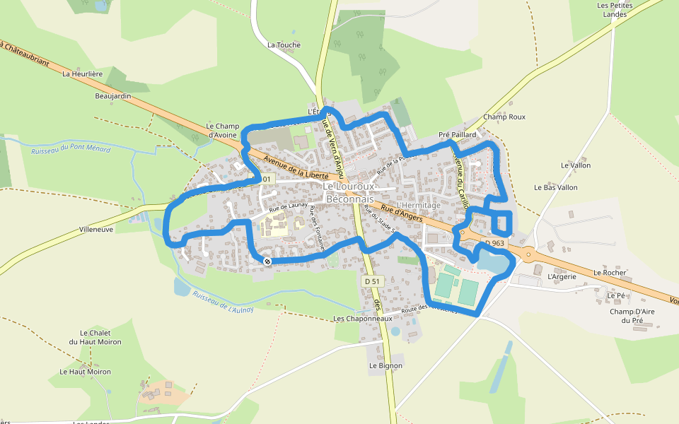 L'Étang walking route map in Val d'Erdre-Auxence