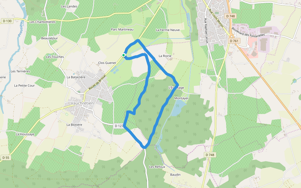 Forêt de Brissac walking route map in Brissac-Loire-Aubance