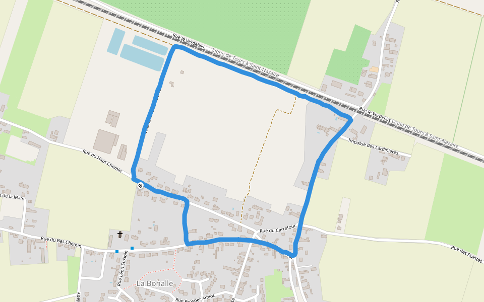 Société les Amis Réunis walking route map in Loire-Authion