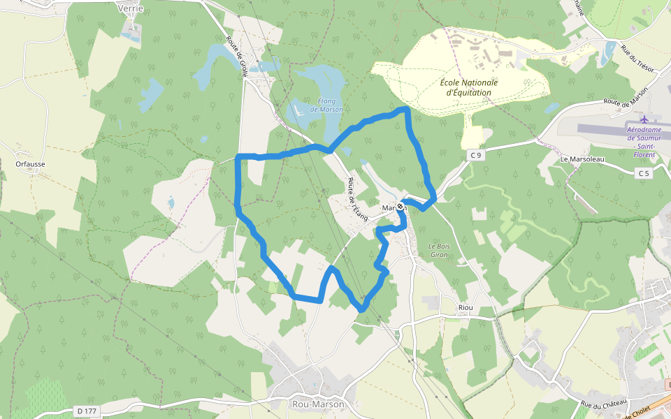 Étang de Marson walking route map in Rou-Marson