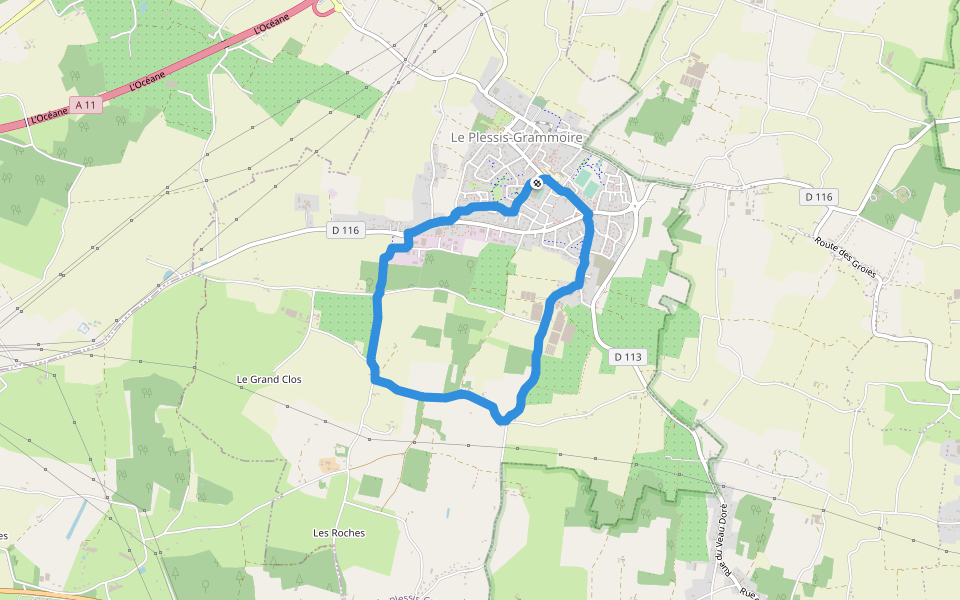 Salles Saint-Gilles walking route map in Le Plessis-Grammoire