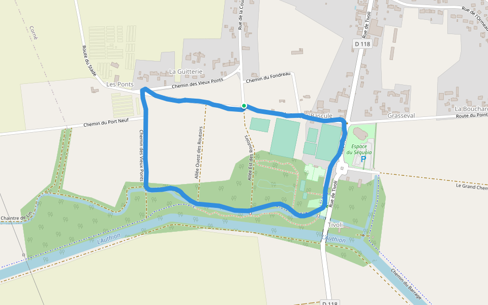 Espace du Séquoia walking route map in Loire-Authion