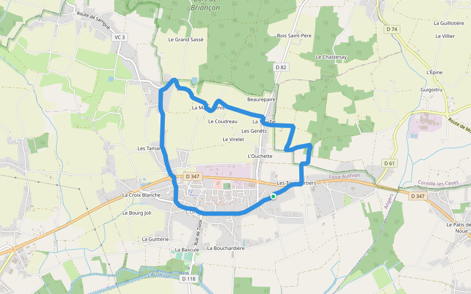 Square René Hodée walking route map in Loire-Authion