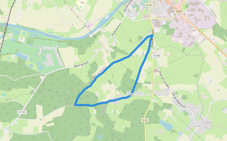 Aire des gens du voyage walking route map in Courtillers