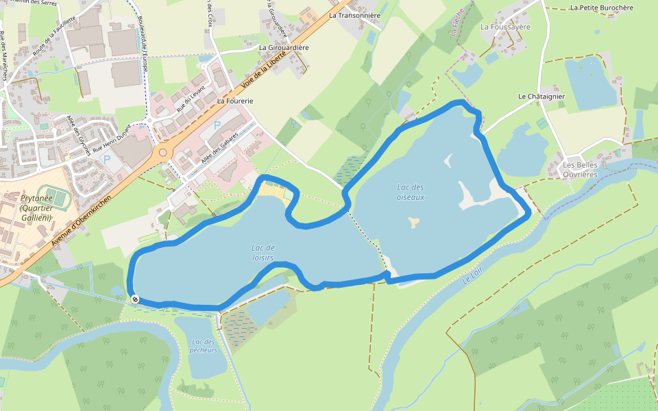Lac de loisirs walking route map in La Flèche