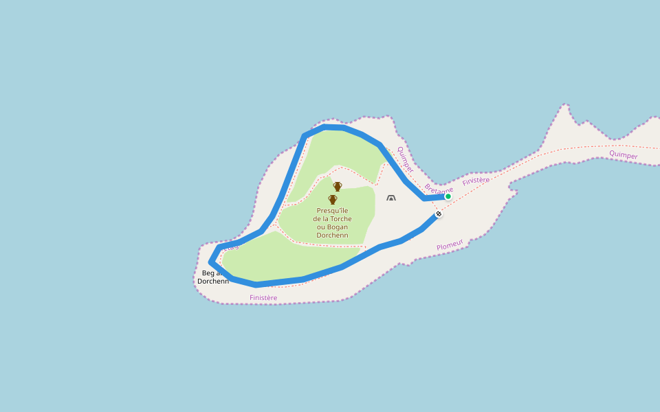 Presqu'île de la Torche ou Bogan Dorchenn walking route map in Plomeur