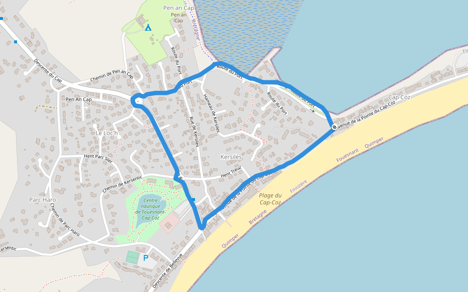 Golfo de Vizcaya - Golfe de Gascogne walking route map in Fouesnant