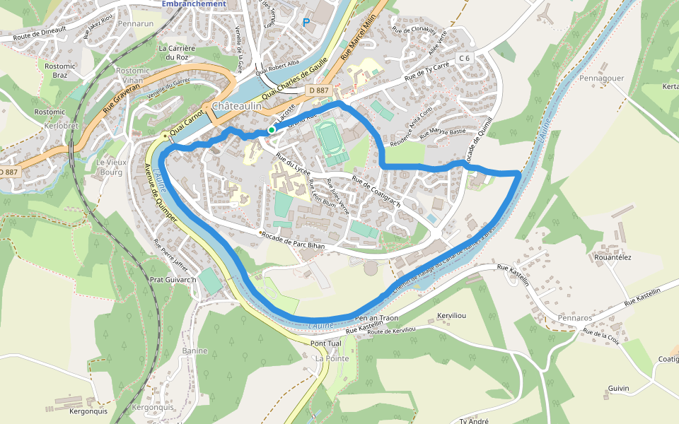 L'Aulne walking route map in Chateaulin