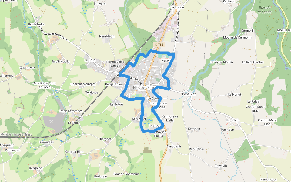 Stade Jean Coulon walking route map in Pleyber-Christ