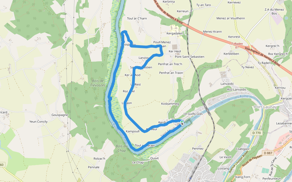 guily glaz walking route map in Port-Launay
