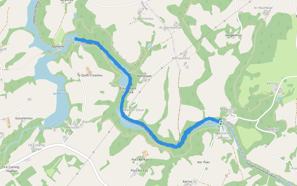 De Keriou à Menez ar Faouet Cosquerou walking route map in Rostrenen
