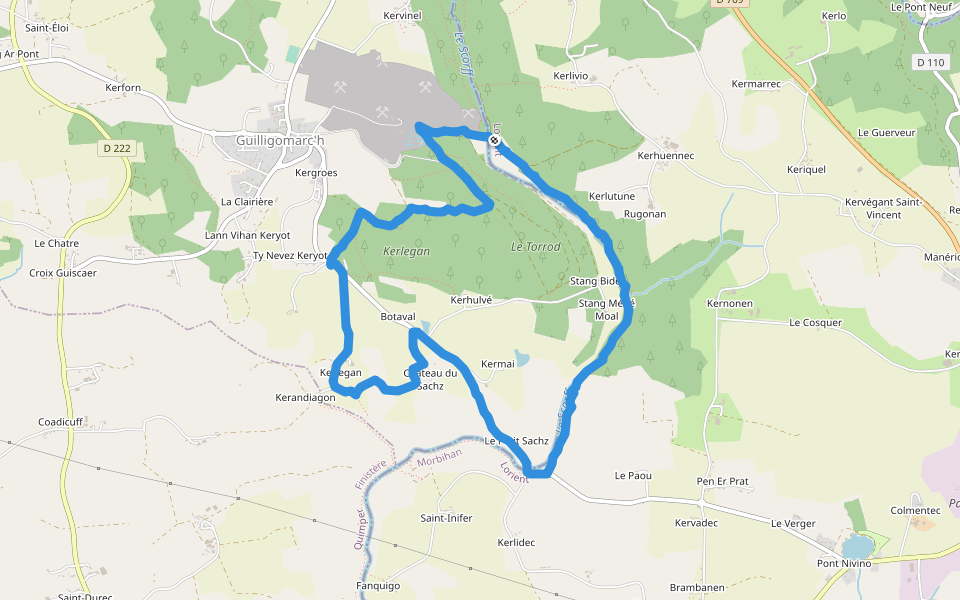 Guilligaumarch walking route map in Plouay