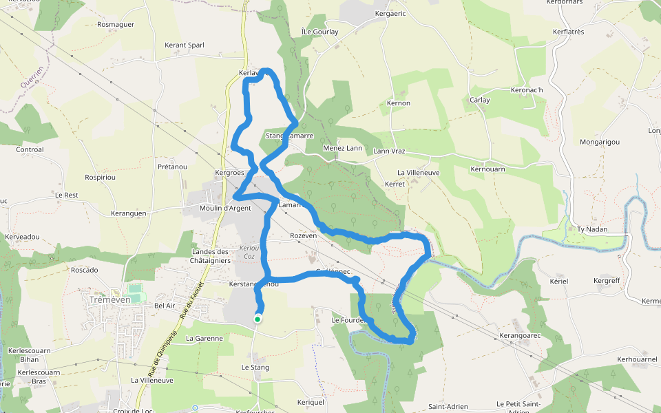 Tréméven walking route map in Tréméven