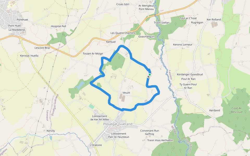 Jaouen Guy moy guerrand walking route map in Plouégat-Guérand