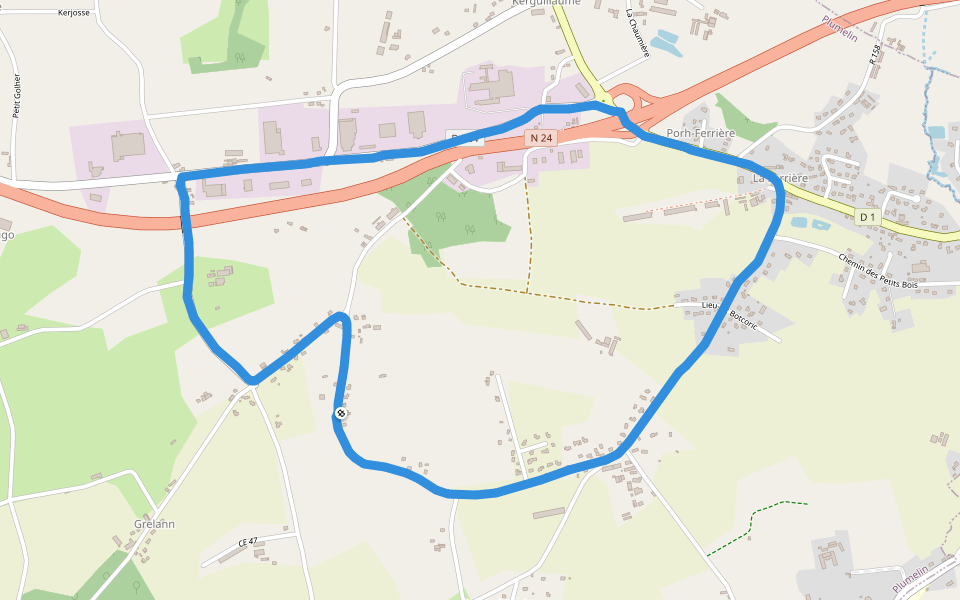 La Ferrière walking route map in Plumelin