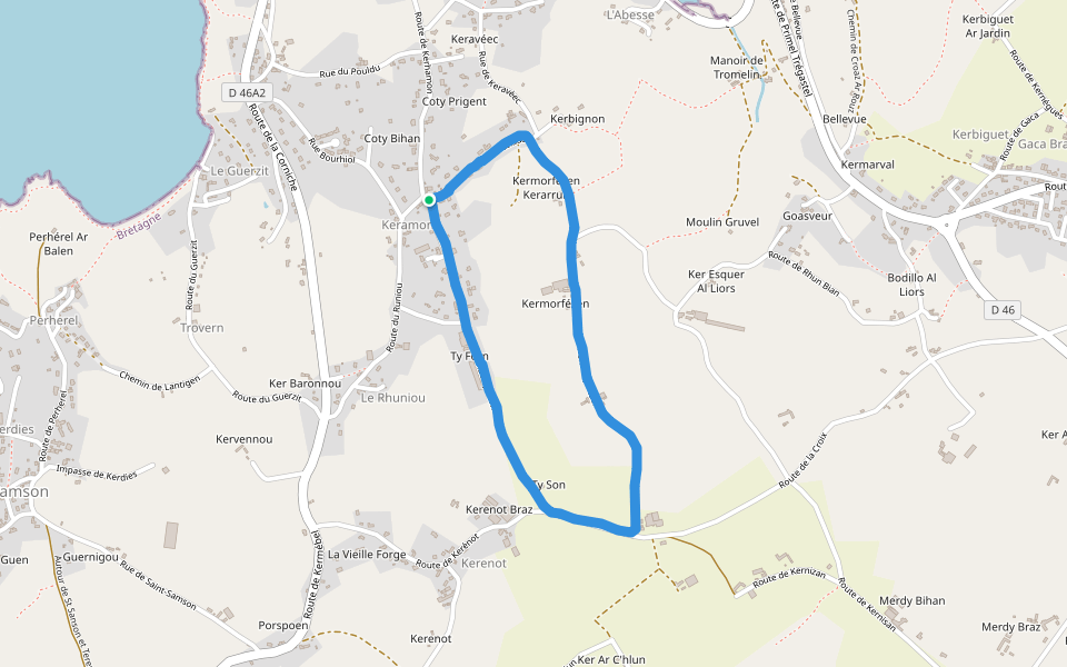 Keramon walking route map in Plougasnou