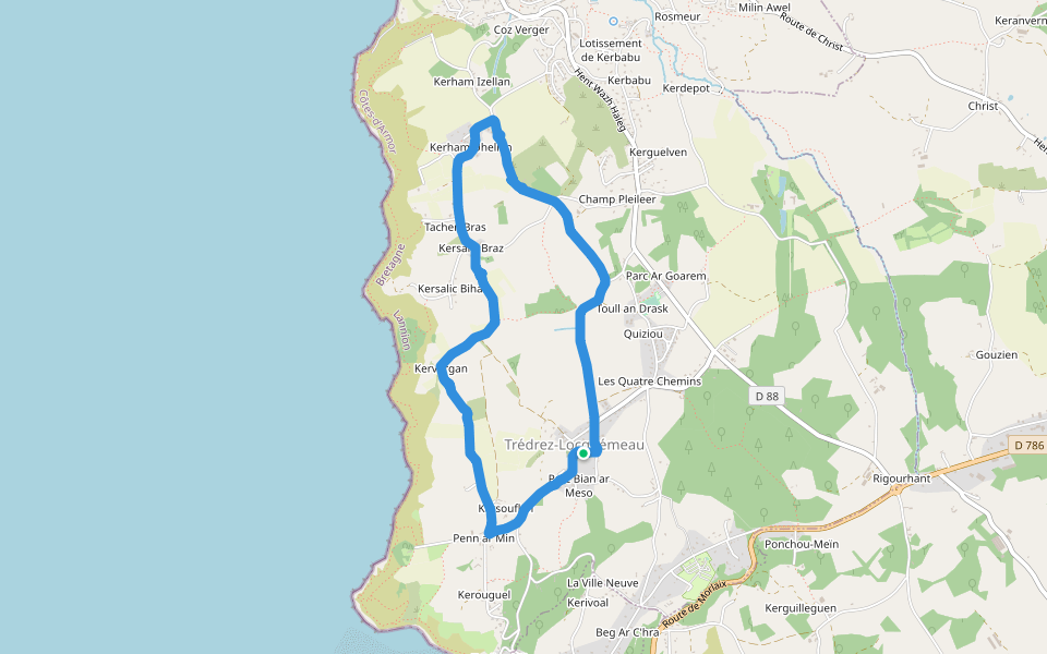Trédrez-Locquémeau walking route map in Trédrez-Locquémeau