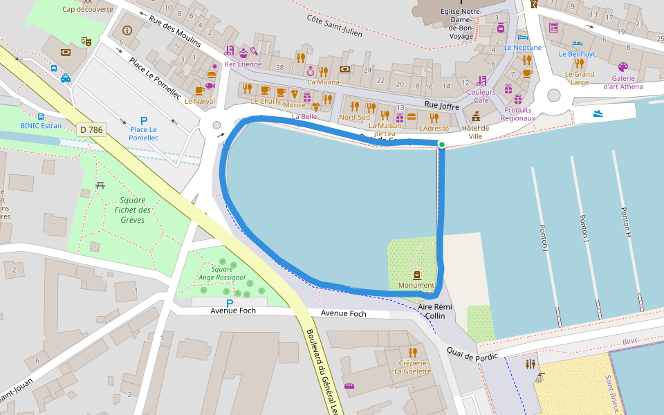 Square de la Libération walking route map in Binic-Étables-sur-Mer
