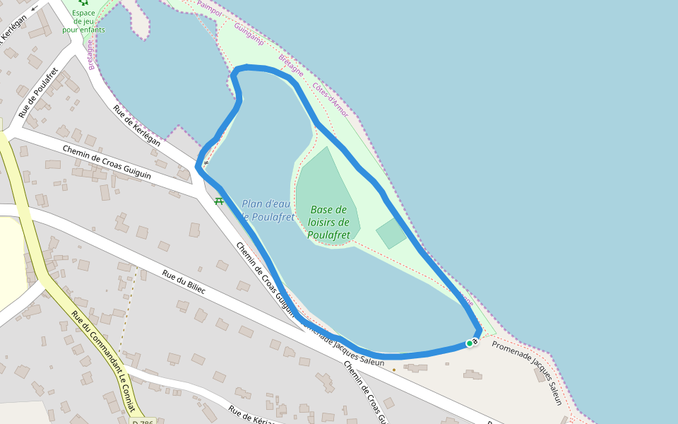 Base de loisirs de Poulafret walking route map in Paimpol