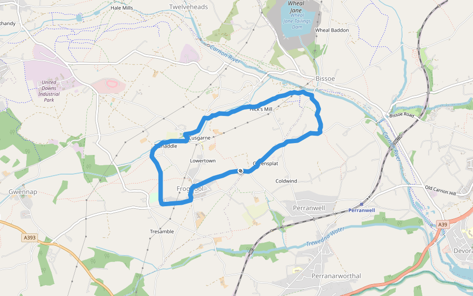 Richard Jory Playing Field walking route map in Perranwell Station
