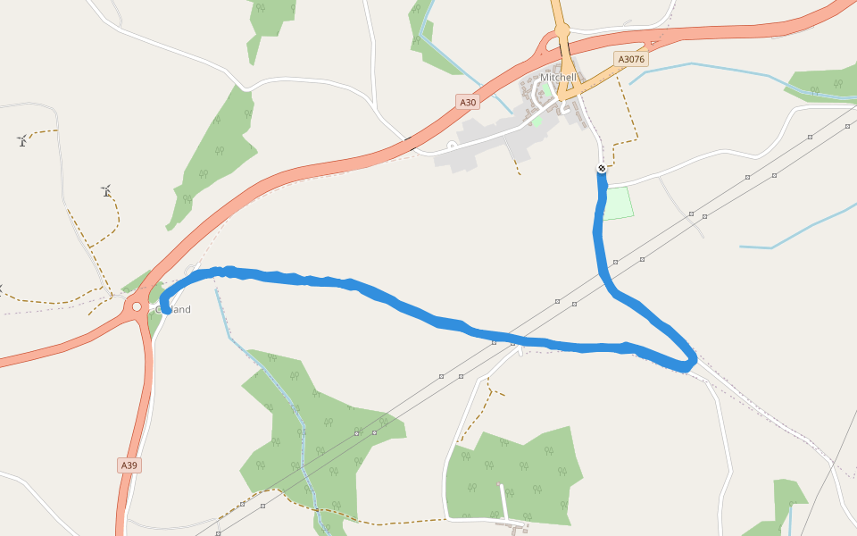 Mitchell Playing Field - St.Newlyn East walking route map in Mitchell