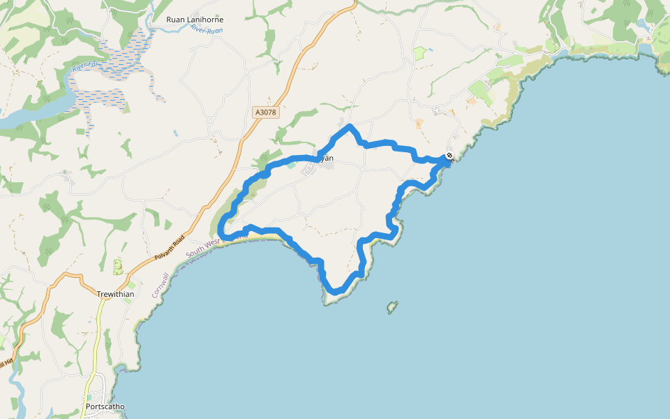 The Flagstaff walking route map in Portloe