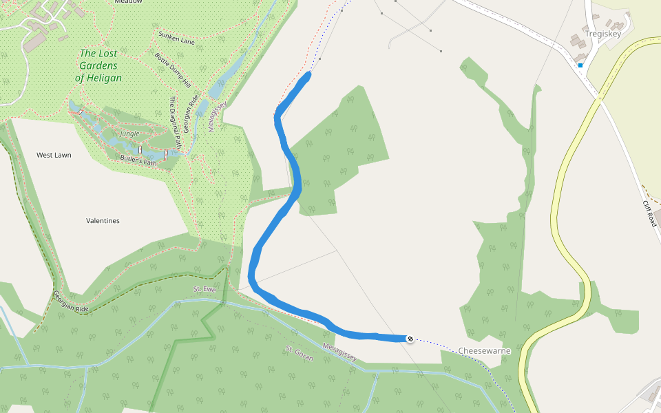 Georgian Ride walking route map in Mevagissey