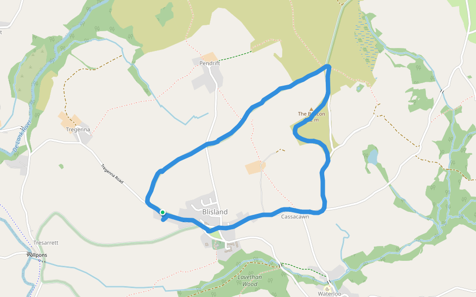The Beacon walking route map in Blisland