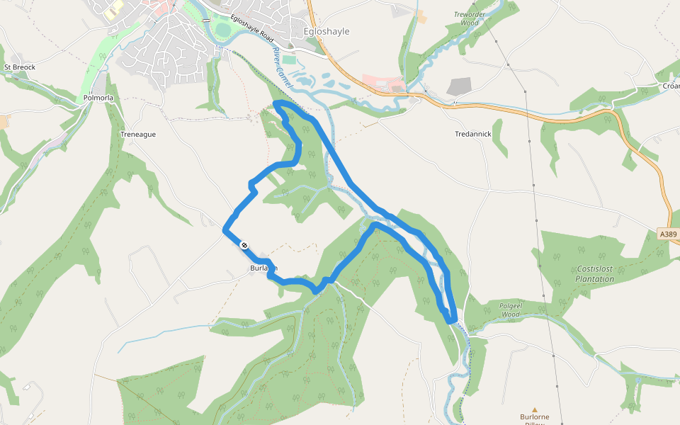Gaff Wood walking route map in Burlawn