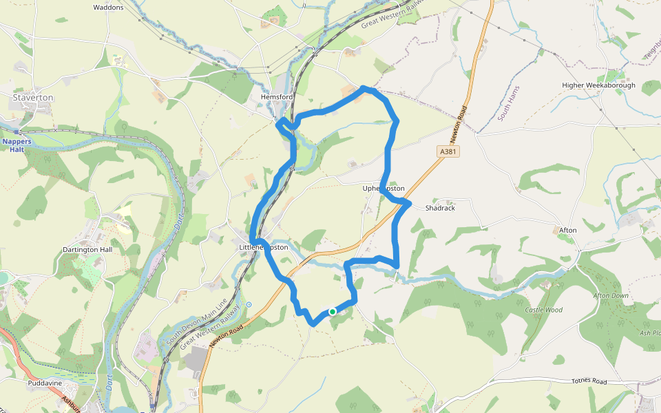 Littlehempston Walk walking route map in Littlehempston