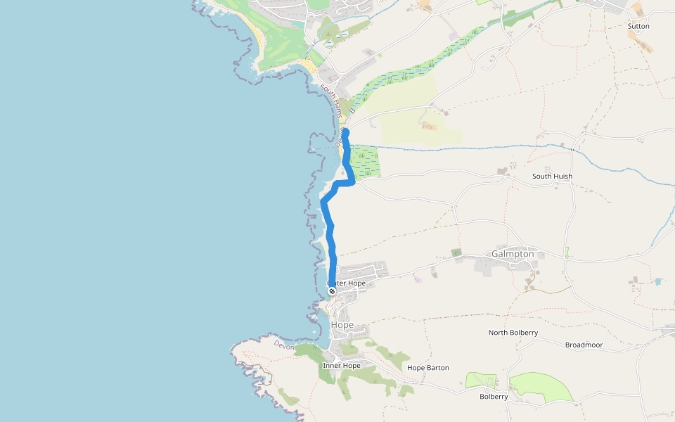 South Huish wetlands reserve walking route map in Hope Cove