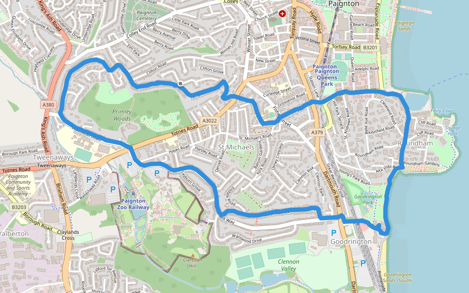 The Seashore Centre walking route map in Paignton