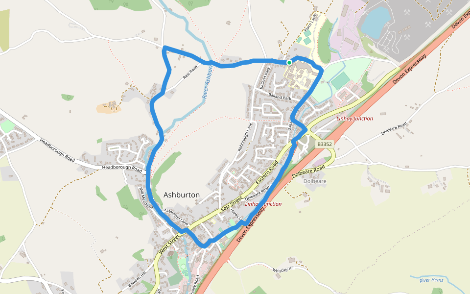 Dartmoor National Park walking route map in Ashburton