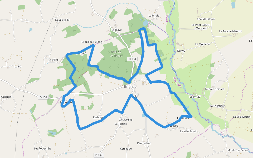 Étang de la Maladrerie walking route map in Brignac