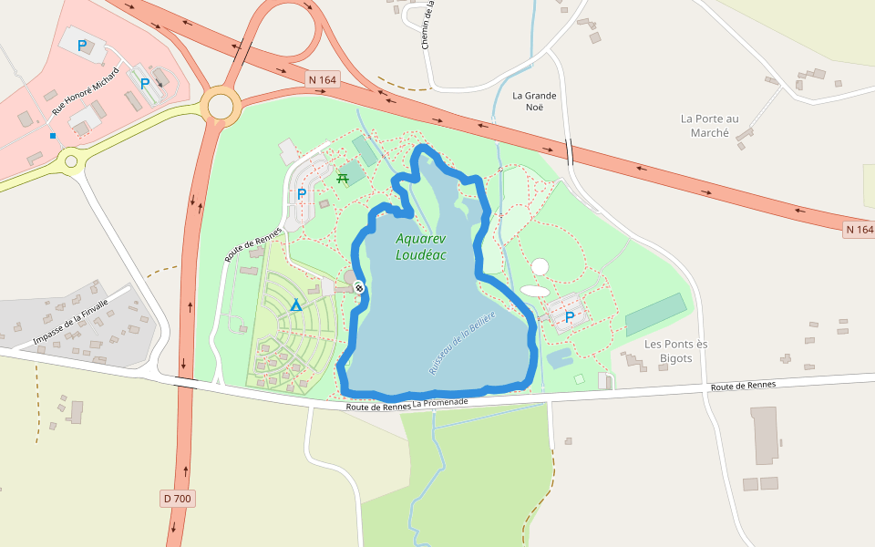 Aquarev Loudéac walking route map in Loudéac